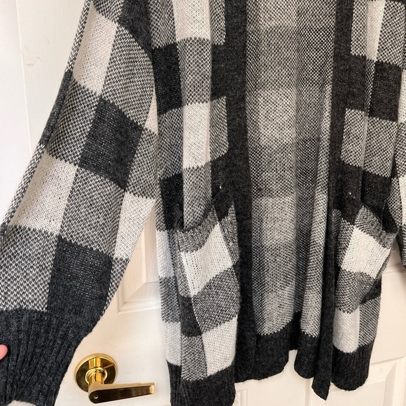 American Eagle Buffalo Plaid Open-front Wool Blend Cardigan M - Picture 3 of 10